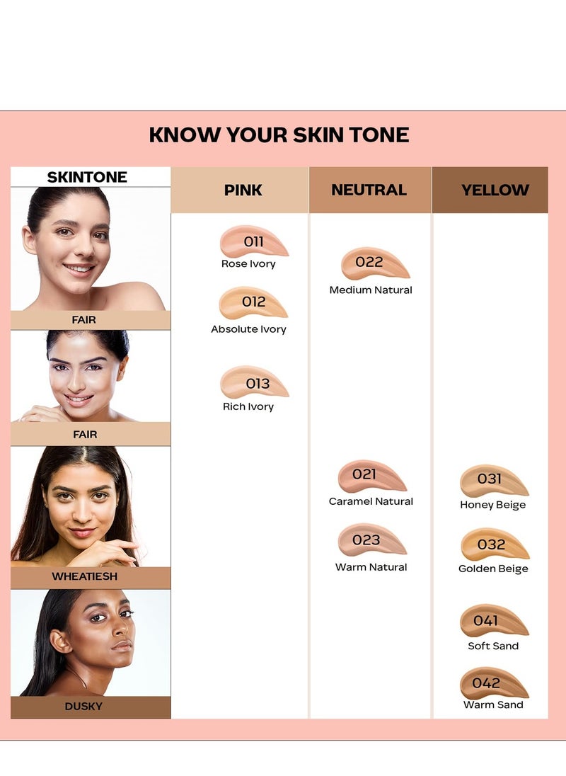 Faces Canada - FACES CANADA All Day Hydra Matte Foundation | 3-in-1 Foundation + Moisturizer + SPF 30 | 24 HR Aloe Hydration & Vitamin C | 10HR Long Wear | Medium to High Buildable Coverage | Absolute Ivory 012 | 25ml - Image 1