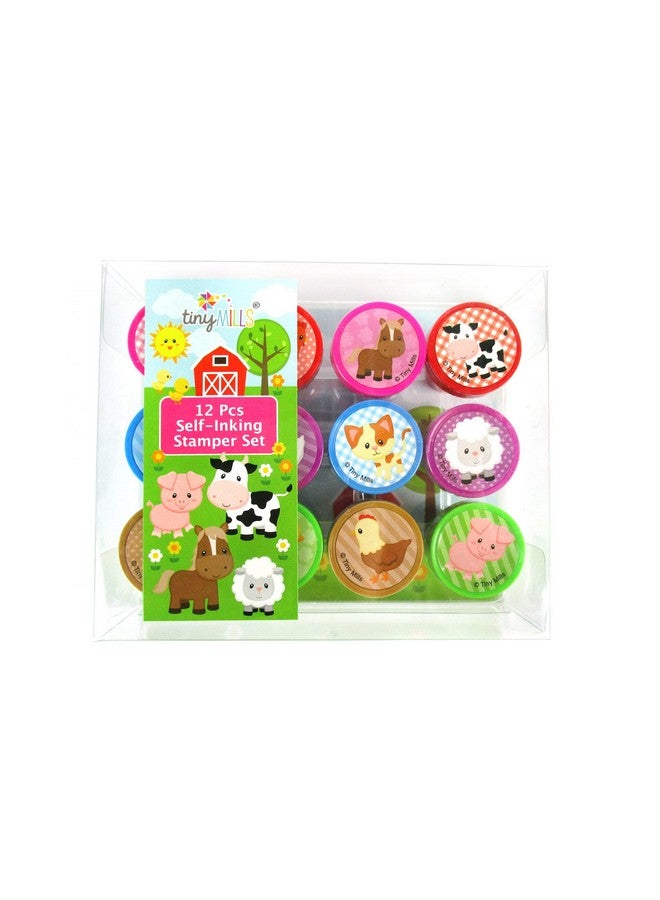 TINYMILLS 12 Pcs Farm Animals Stamp Kit For Kids Farm Animals Barnyard Self Inking Stamps Gift Party Favors - Image 3