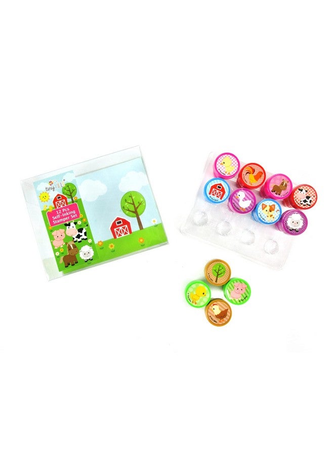 TINYMILLS 12 Pcs Farm Animals Stamp Kit For Kids Farm Animals Barnyard Self Inking Stamps Gift Party Favors - Image 4