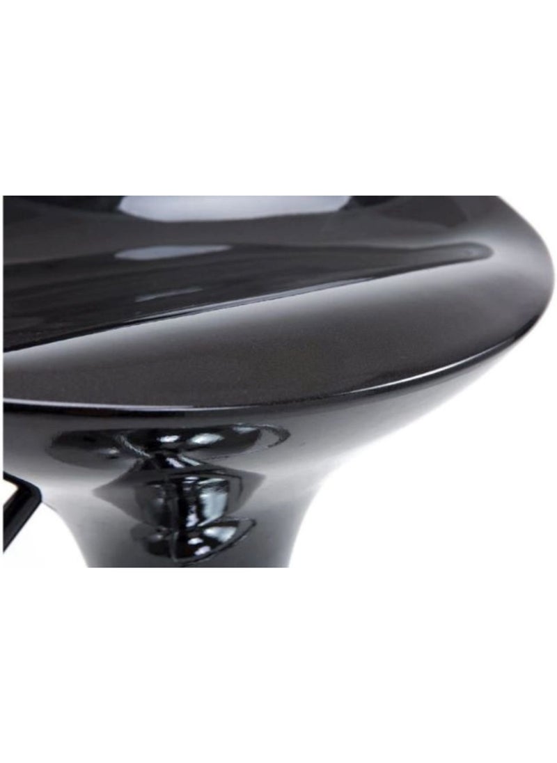AL WADI FURNITURE Set Of 2 Adjustable Up and Down Low Back Scoop Bar Stools Comfortable Swivel Chair With Stainless Steel Base And Footrest - Black  - Image 2