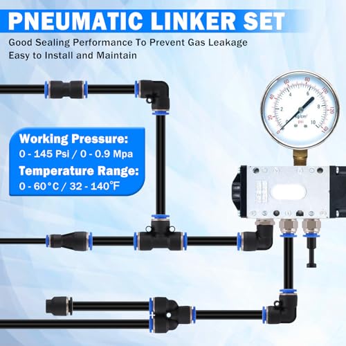 XaXmTee 90 Pcs Quick Connect Air Line Fittings Kit Pneumatic Push Lock Air Fittings 1/8",1/4",3/8",1/2" Push to Connect & NPT Thread Air Hose Fittings Quick Release Airline Fitting Kit - Image 5