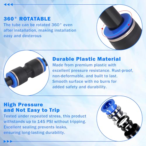 XaXmTee 90 Pcs Quick Connect Air Line Fittings Kit Pneumatic Push Lock Air Fittings 1/8",1/4",3/8",1/2" Push to Connect & NPT Thread Air Hose Fittings Quick Release Airline Fitting Kit - Image 4