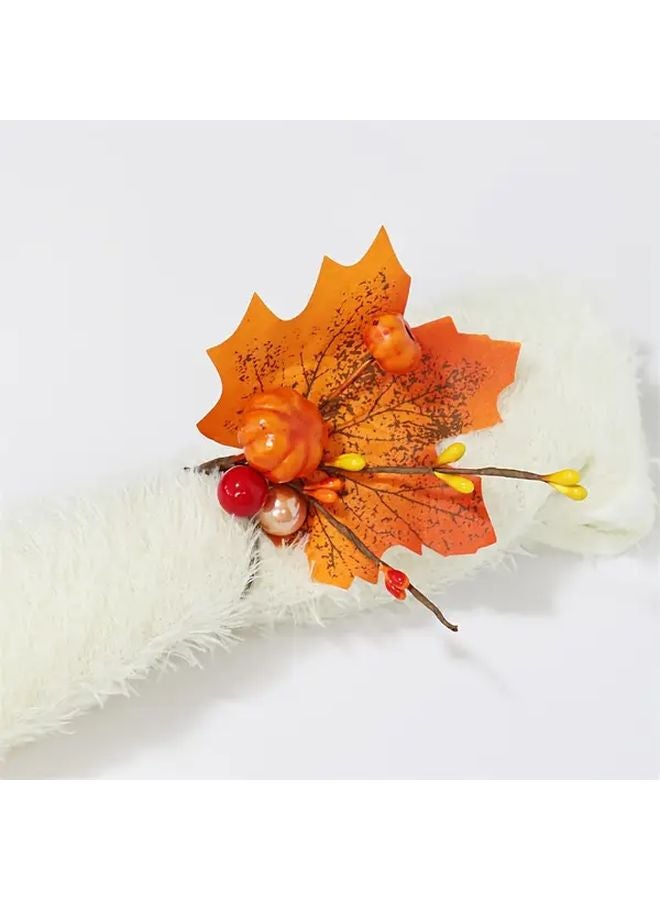 3 قطع حلقات مناديل ورقة القيقب الكبيرة، ديكور طاولة حصاد الخريف الريفي وعيد الشكر - Image 3