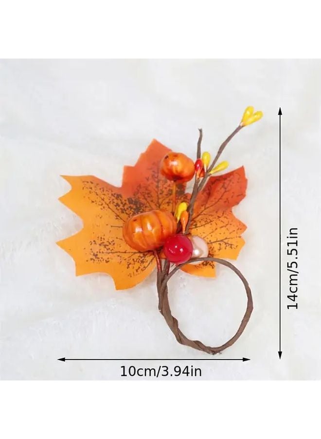 3 قطع حلقات مناديل ورقة القيقب الكبيرة، ديكور طاولة حصاد الخريف الريفي وعيد الشكر - Image 4