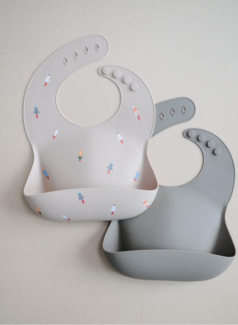 موشي مريلة سيليكون من موشي باللون الفضي - Image 2