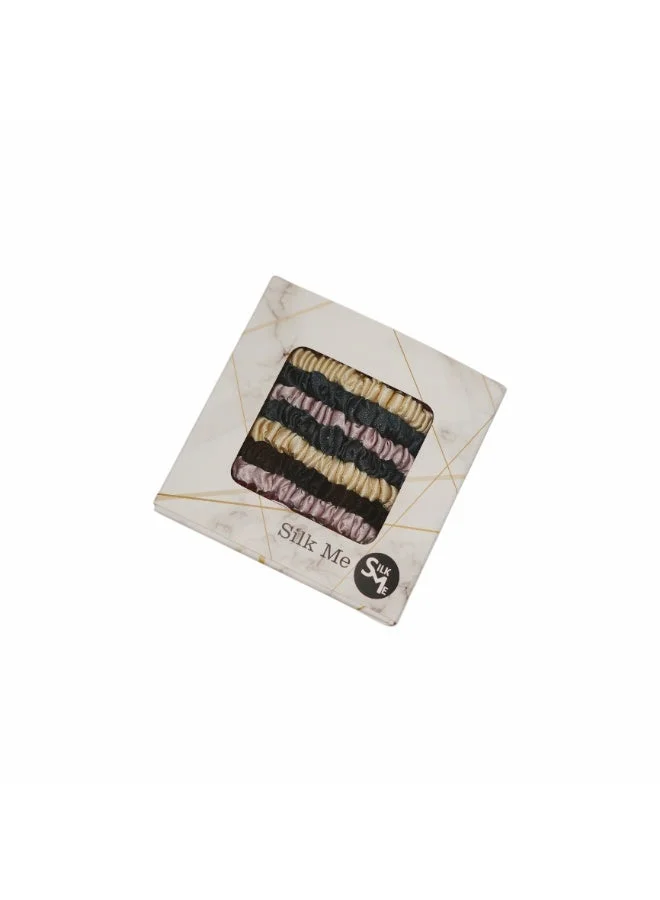 Silk Me Burgundy Silk Me Pure Mulberry Silk Scrunchie - Hair Nourishment - Hypoallergenic and Anti bacterial properties - Hair Hydration - Slim - Set of 2 (Burgundy)  | Best Price UAE