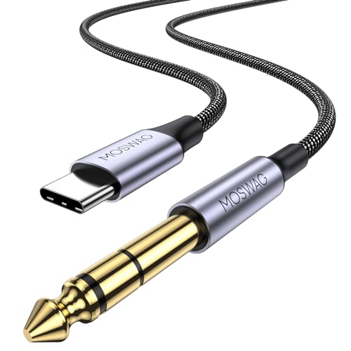 MOSWAG USB C to 1/4 Male Audio Stereo Cable, USB C to 6.35mm 1/4 TRS Audio Cable for Smartphones S25 S25+ Ultra iPhone 15 16 Pro Max Amp Speaker (10ft/3m) No Recording Support - Image 1