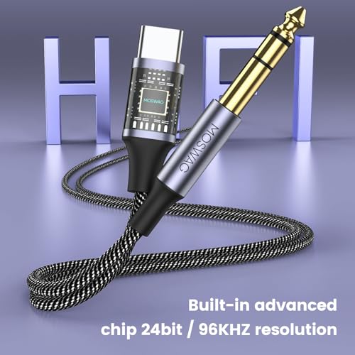 MOSWAG USB C to 1/4 Male Audio Stereo Cable, USB C to 6.35mm 1/4 TRS Audio Cable for Smartphones S25 S25+ Ultra iPhone 15 16 Pro Max Amp Speaker (10ft/3m) No Recording Support - Image 5