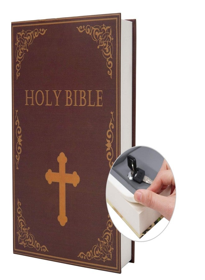 PACOLO Real Paper Transfer Book Safe, Hollow with Secret Hidden Compartment, Key Lock, 8.7"×6"×2" (Bible-Key) - Image 1