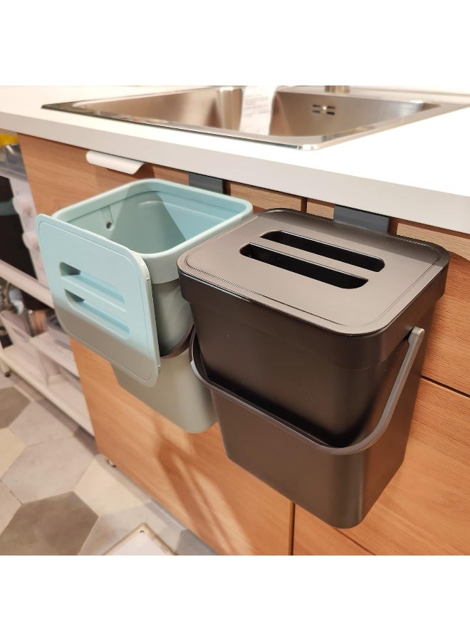 stonespace stonespace Kitchen Compost Bin for Countertop, Hanging Small Trash Can with Lid Under Sink for Kitchen Bathroom, Mountable Compost Bucket, Black  - Image 1