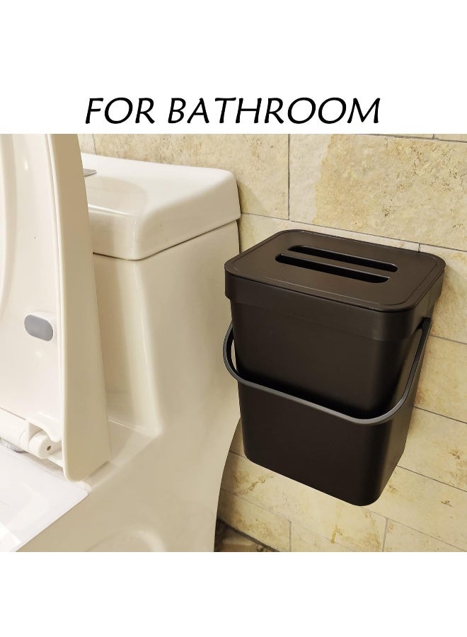 stonespace stonespace Kitchen Compost Bin for Countertop, Hanging Small Trash Can with Lid Under Sink for Kitchen Bathroom, Mountable Compost Bucket, Black  - Image 5