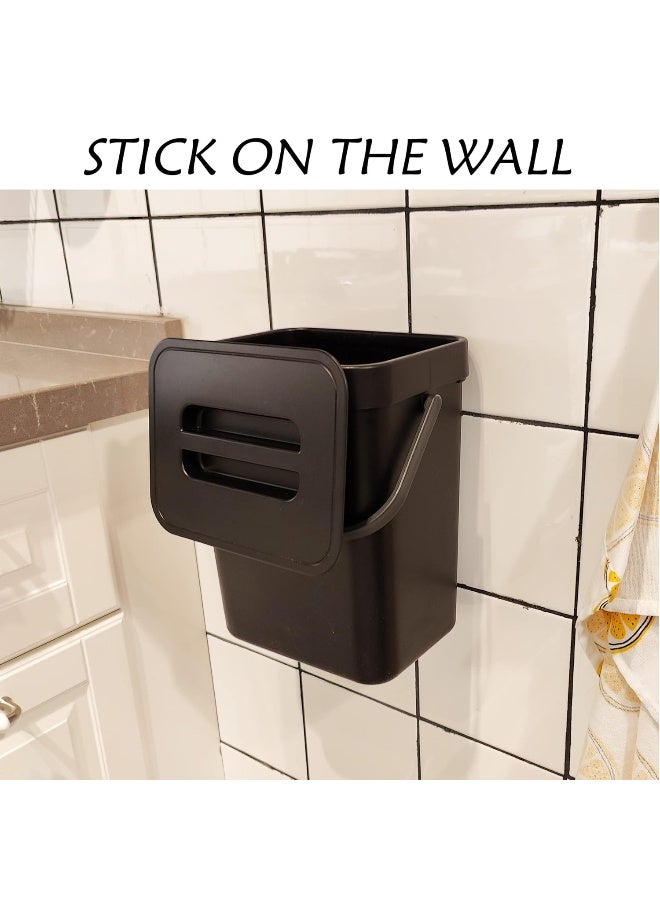 stonespace stonespace Kitchen Compost Bin for Countertop, Hanging Small Trash Can with Lid Under Sink for Kitchen Bathroom, Mountable Compost Bucket, Black  - Image 3