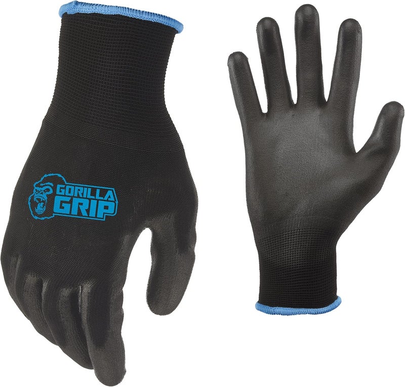Grease Monkey Large Gorilla Grip Gloves - Black, Pack of 2 - Image 1