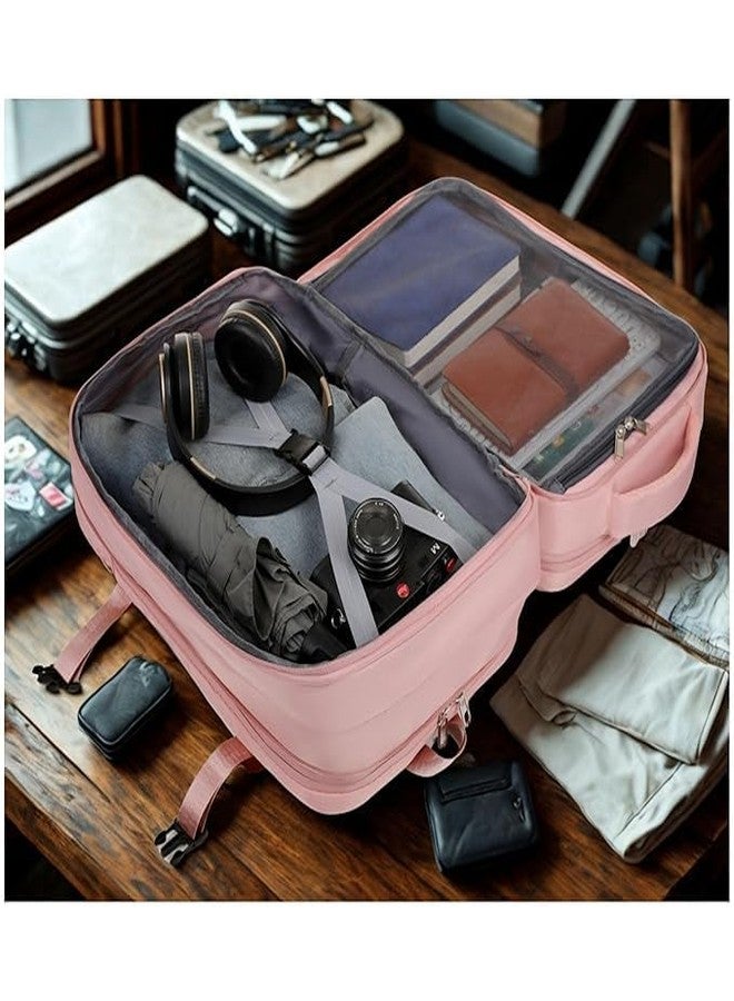 BentoGa Laptop Backpack Extra Large Expandable with USB Charging Port, Business Travel, Oxford Waterproof, Multiple Pockets, Cabin Bag, Pink, - Image 3