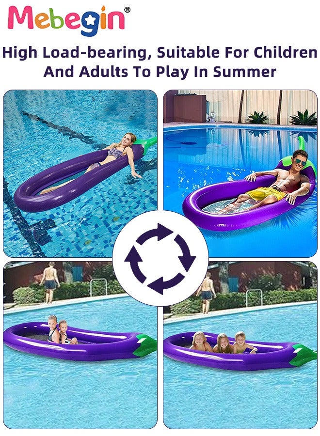 MEBEGIN Eggplant Shape Swimming Float with Mesh Bottom, Unique Inflatable Pool Float for Adults and Kids, Sturdy Durable Pool Floating Bed, Fun Water Toys, Suitable for Summer Pools, Beaches, Parties and Water Sports, 230*97*30cm - Image 3