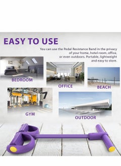 Y&D Pedal Resistance Band, 4-Tube Purple Natural Latex Yoga Puller Multifunction Tension Rope for Abdomen, Waist, Arm, Auxiliary Pull Equipment  - Image 4