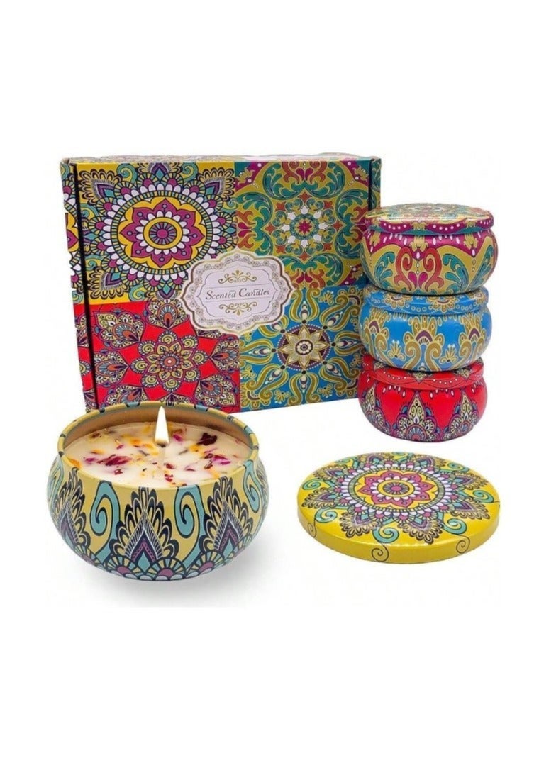 شموع معطرة بدون دخان مع شمع الصويا الطبيعي للاسترخاء و للاستحمام واليوجا والنوم وحفلات الزفاف 4 قطع - Image 3