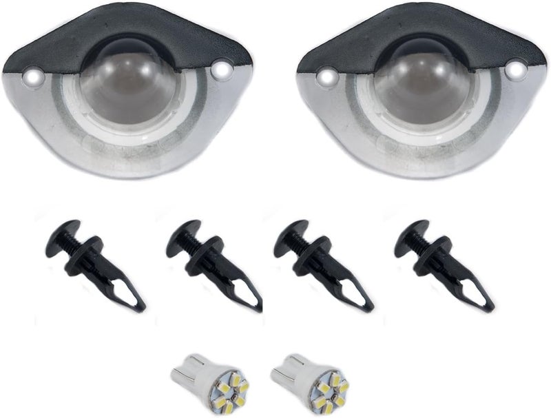 Yates Performance 1994-2004 Mustang Rear License Plate Light Lens Covers 194 White LED Bulbs & Hardware - Image 1