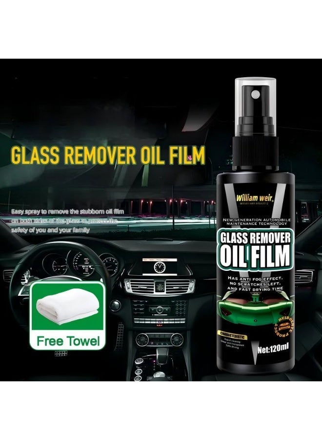 ويليام وير WILLIAM WEIR زيت فيلم إزالة نافذة السيارة, سيارة نظافة الزجاج المضادة للضباب رذاذ, المضادة للضباب, مقاوم للمطر, السيارات نظافة الزجاج, ماء بقعة الصلبة إزالة, سيارة نظافة الزجاج الأمامي, خوذة نظافة الزجاج المنزلي (120 مل) - Image 1