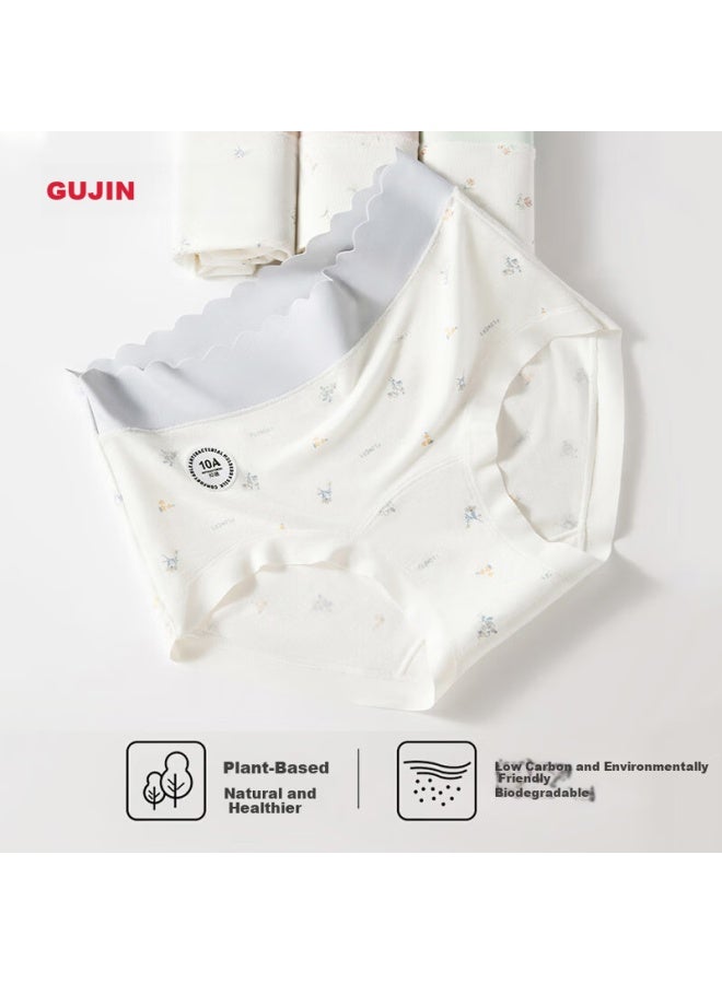 Gujin Women's Silk Underwear 10a Antibacterial Breathable Seamless Mid-waist Girls' Bikini Panties 3-pack - Image 3