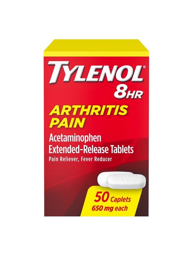 Tylenol 8 Hour Arthritis Pain Relief Extended-Release Tablets, 650 mg Acetaminophen, Joint Pain Reliever & Fever Reducer Medicine, Oral Pain Reliever for Arthritis & Joint Pain, 50 Count - Image 1