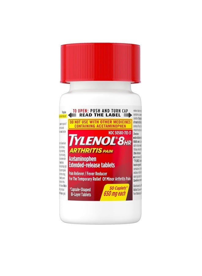 Tylenol 8 Hour Arthritis Pain Relief Extended-Release Tablets, 650 mg Acetaminophen, Joint Pain Reliever & Fever Reducer Medicine, Oral Pain Reliever for Arthritis & Joint Pain, 50 Count - Image 2