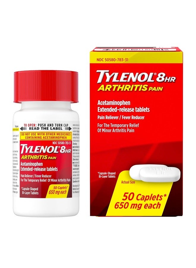 Tylenol 8 Hour Arthritis Pain Relief Extended-Release Tablets, 650 mg Acetaminophen, Joint Pain Reliever & Fever Reducer Medicine, Oral Pain Reliever for Arthritis & Joint Pain, 50 Count - Image 3