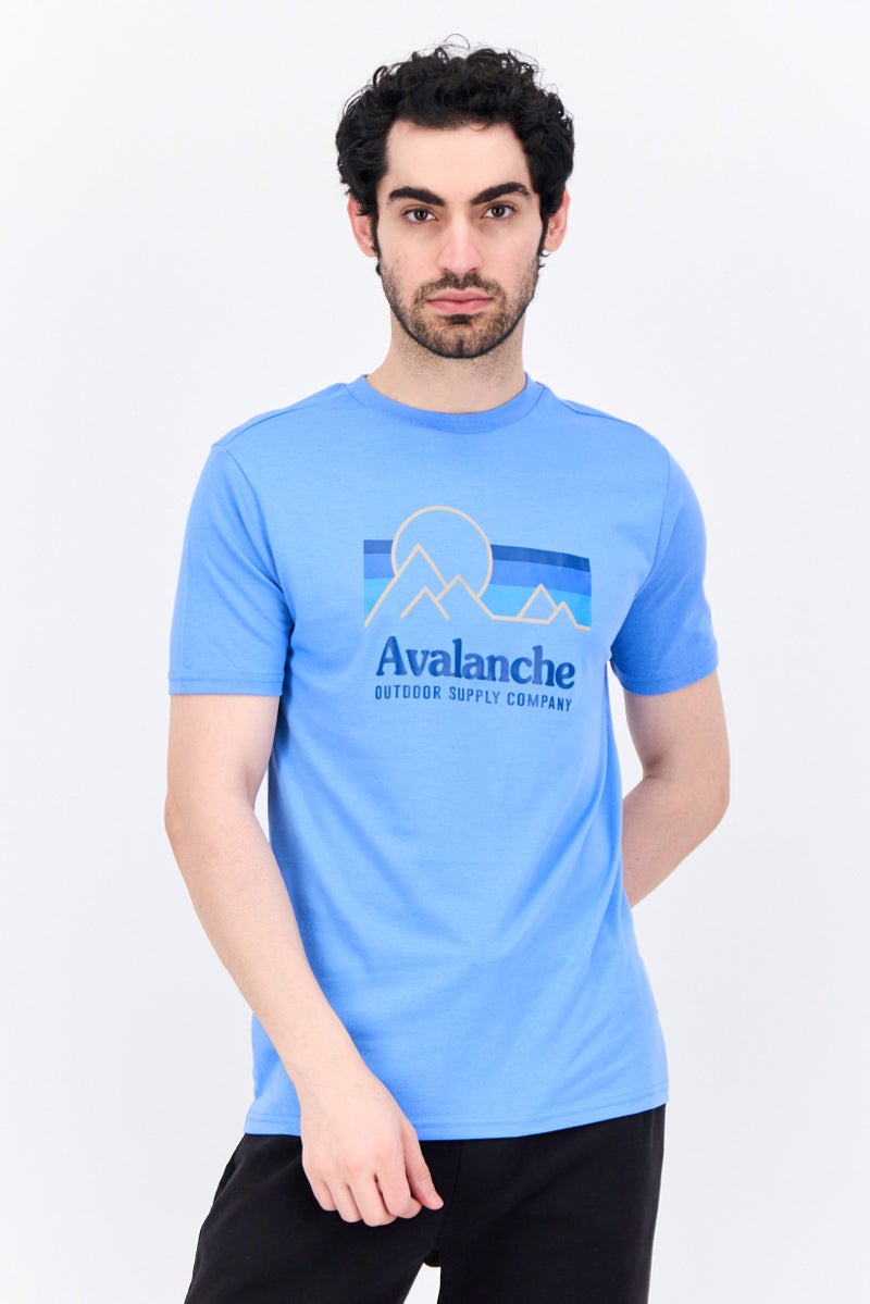 Avalanche Men Sportswear Fit Short Sleeves Outdoor T-Shirt, Blue Combo - Image 1