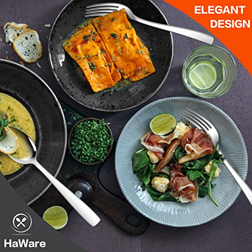 HaWare 18/10 Stainless Steel Flatware, 60-Piece Silverware Set Service for 12, Fancy Tableware Cutlery Set for Home Restaurant, Include Knife Fork Spoon, Mirror Finish Eating Utensils, Dishwasher Safe - Image 5