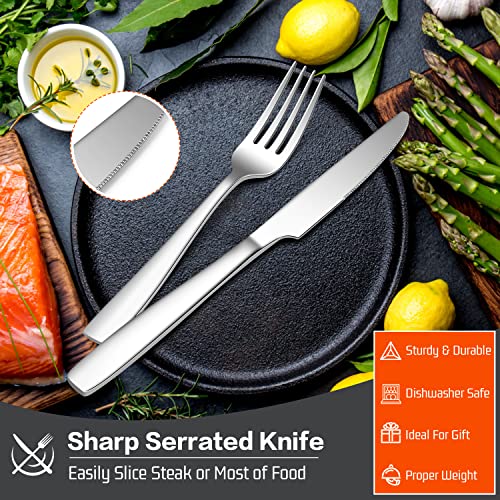 HaWare 18/10 Stainless Steel Flatware, 60-Piece Silverware Set Service for 12, Fancy Tableware Cutlery Set for Home Restaurant, Include Knife Fork Spoon, Mirror Finish Eating Utensils, Dishwasher Safe - Image 4