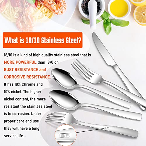 HaWare 18/10 Stainless Steel Flatware, 60-Piece Silverware Set Service for 12, Fancy Tableware Cutlery Set for Home Restaurant, Include Knife Fork Spoon, Mirror Finish Eating Utensils, Dishwasher Safe - Image 2