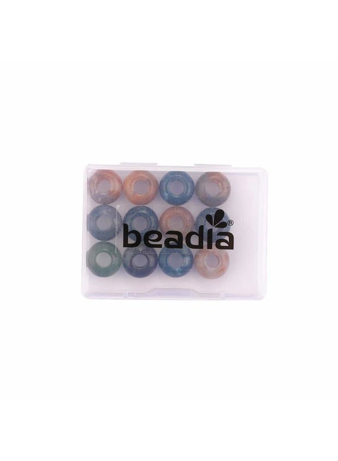 BEADIA Natural Indian Agate Rondelle Stone with Large Hole (5.5mm) Loose Semi Gemstone Beads for Jewelry Making 14mmx7.5mm 12pcs - Image 5