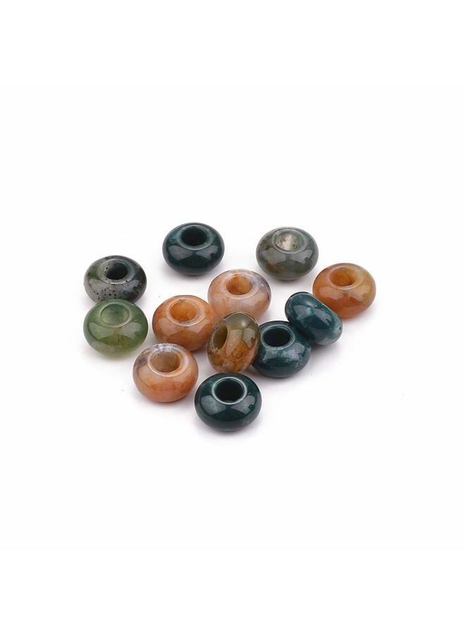 BEADIA Natural Indian Agate Rondelle Stone with Large Hole (5.5mm) Loose Semi Gemstone Beads for Jewelry Making 14mmx7.5mm 12pcs - Image 4