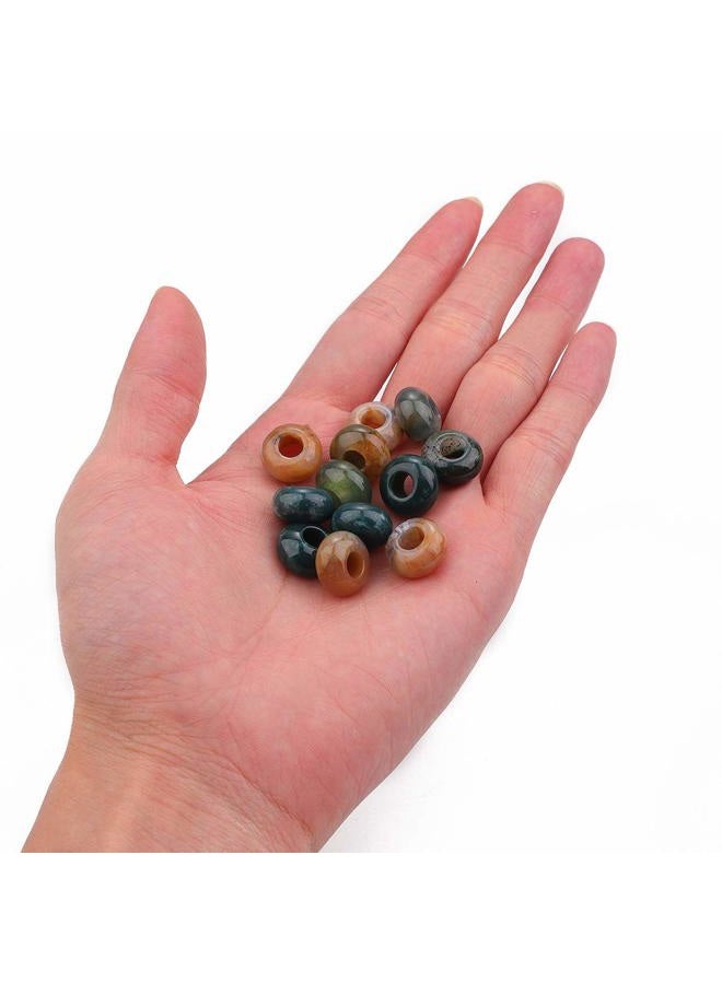 BEADIA Natural Indian Agate Rondelle Stone with Large Hole (5.5mm) Loose Semi Gemstone Beads for Jewelry Making 14mmx7.5mm 12pcs - Image 3