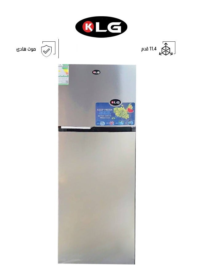 KLG Double Door Steam Refrigerator - 11.4 Feet - Steel - Silver - KLG-NR350 - Image 1