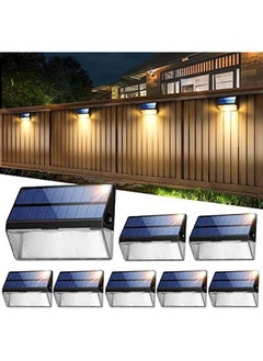 Generic Solar Lights Outdoor Warm White & RGB Lock Mode, 8 Pack Solar Deck Lights Outdoor Waterproof IP65, Solar Fence Lights Color Glow Lights, Outdoor Solar Lights for Fence Deck Step Backyard Wall  - Image 1