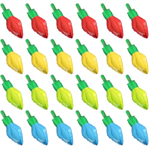 Deermon Multicolored Xmas Light Bulb Foil Balloon 24 Pack Red Blue Gold Green Christmas Light Bulb Decor Balloons for Christmas Party Living Room Stairs Festival Holiday Birthday Party Decoration - Image 1