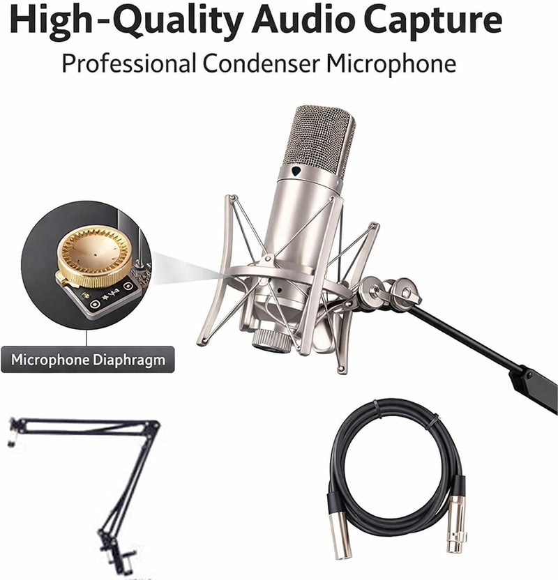 Any KSA address orderable Condenser Microphone with Large Diaphragm, 48V Power, Professional for Singing and Live Streaming - Clear Sound Card, Multi Use for Recording and Broadcasting Scheduled warehouse deliver Elegant practical design Shock rubber edge Easy assemble alternatives User friendly optimized build Repeated use trusted quality Bulk storage easy optimized build Flexible trendy construction Long term heavy use compatible Daily wear upgraded resistant material Compact design Affordable fast purchase options Riyadh Jeddah Dammam ship Various size alternatives Multi-style matching design Multi usage Simple multi-feature universal build Affordable trusted craftsmanship Repeated detach compatible build Odor resistant Updated modern design All climate suitability Global trendy simple build Daily life matching design - Image 2