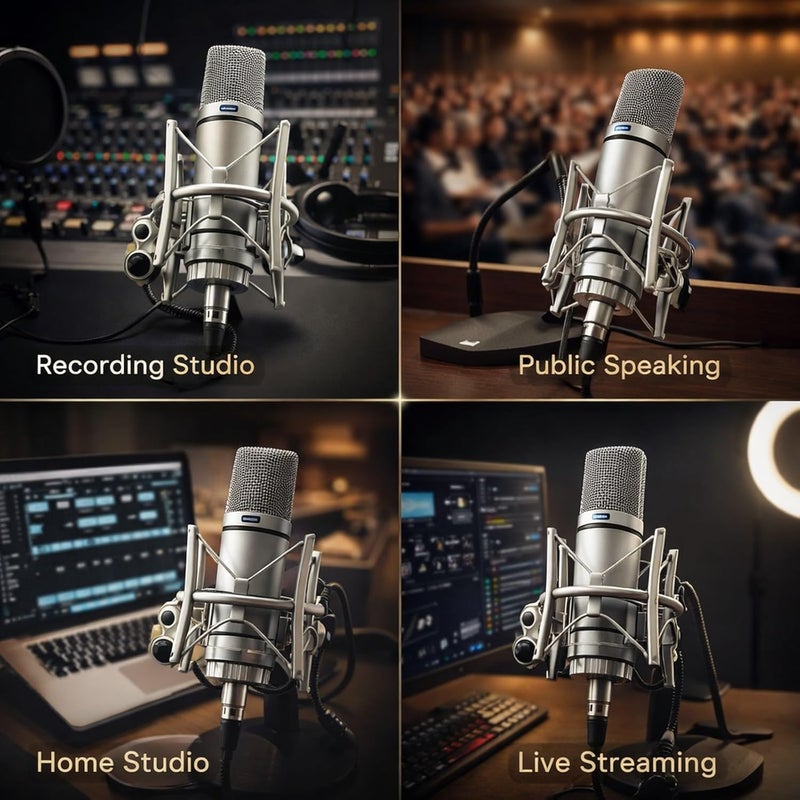 Any KSA address orderable Condenser Microphone with Large Diaphragm, 48V Power, Professional for Singing and Live Streaming - Clear Sound Card, Multi Use for Recording and Broadcasting Scheduled warehouse deliver Elegant practical design Shock rubber edge Easy assemble alternatives User friendly optimized build Repeated use trusted quality Bulk storage easy optimized build Flexible trendy construction Long term heavy use compatible Daily wear upgraded resistant material Compact design Affordable fast purchase options Riyadh Jeddah Dammam ship Various size alternatives Multi-style matching design Multi usage Simple multi-feature universal build Affordable trusted craftsmanship Repeated detach compatible build Odor resistant Updated modern design All climate suitability Global trendy simple build Daily life matching design - Image 4