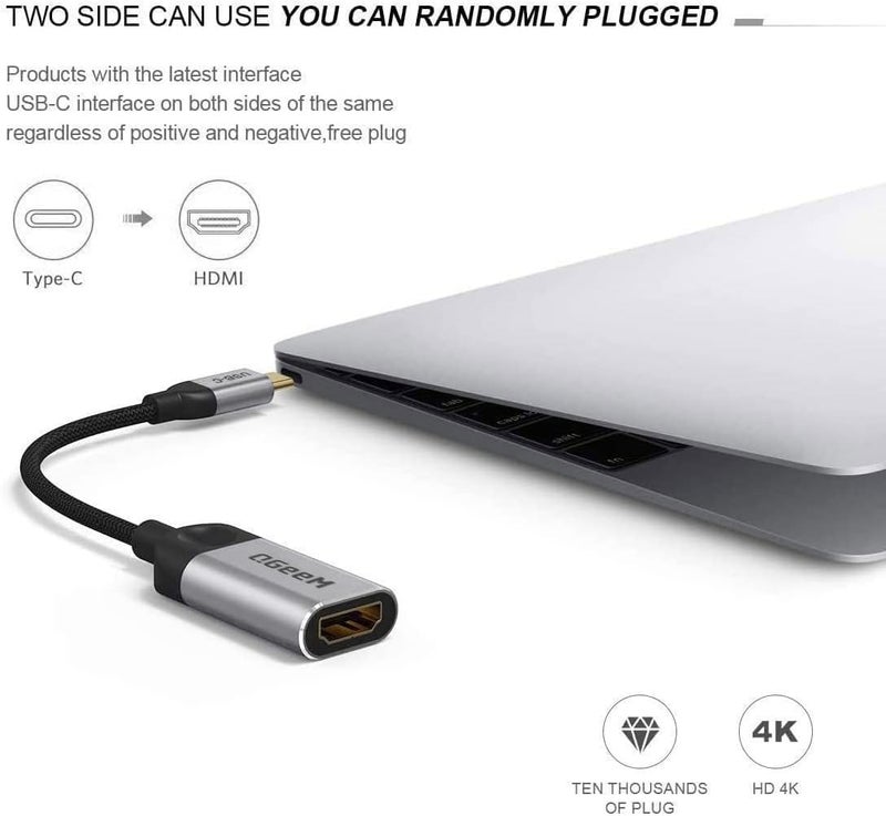 QGeeM USB C to HDMI Adapter 4K Cable, USB Type-C to HDMI Adapter [Thunderbolt 3/4] HDMI for Laptop MacBook Pro/Air, iPhone 15 16 17 Pro max, Dell XPS, Pixelbook, iMac,Thinkpad,Surface,IPad Pro - Image 4