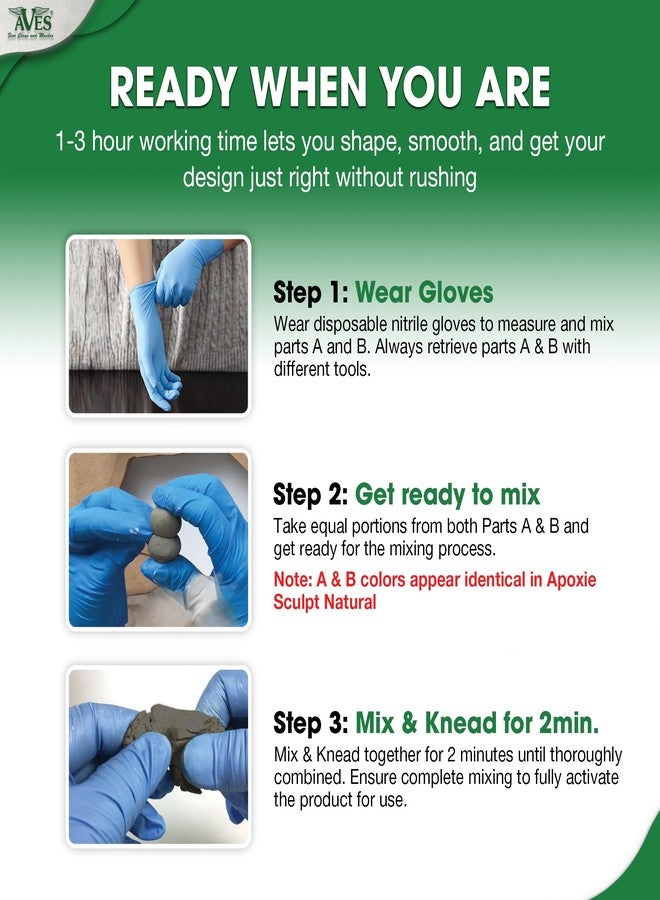 Aves Apoxie Sculpt - 2 Part Modeling Compound (A & B) - 1/4 Pound, Apoxie Sculpt for Sculpting, Modeling, Filling, Repairing, Simple to Use and Durable Self-Hardening Modeling Compound - Natural - Image 3