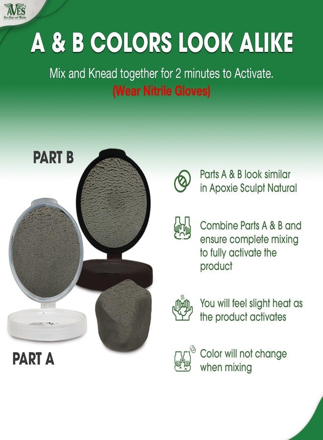 Aves Apoxie Sculpt - 2 Part Modeling Compound (A & B) - 1/4 Pound, Apoxie Sculpt for Sculpting, Modeling, Filling, Repairing, Simple to Use and Durable Self-Hardening Modeling Compound - Natural - Image 2
