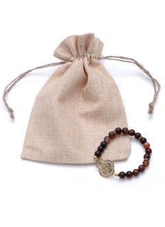 Subhati Bracelet with metal Parts and Agate Stone | 8 MM Beads - 18  - Image 2