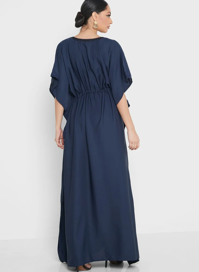 NUKHBAA Drawstring Detail Abaya