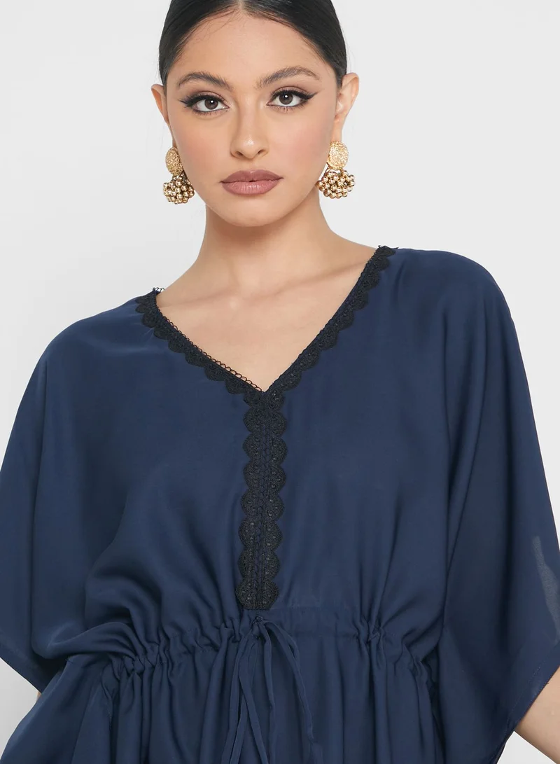 NUKHBAA Drawstring Detail Abaya