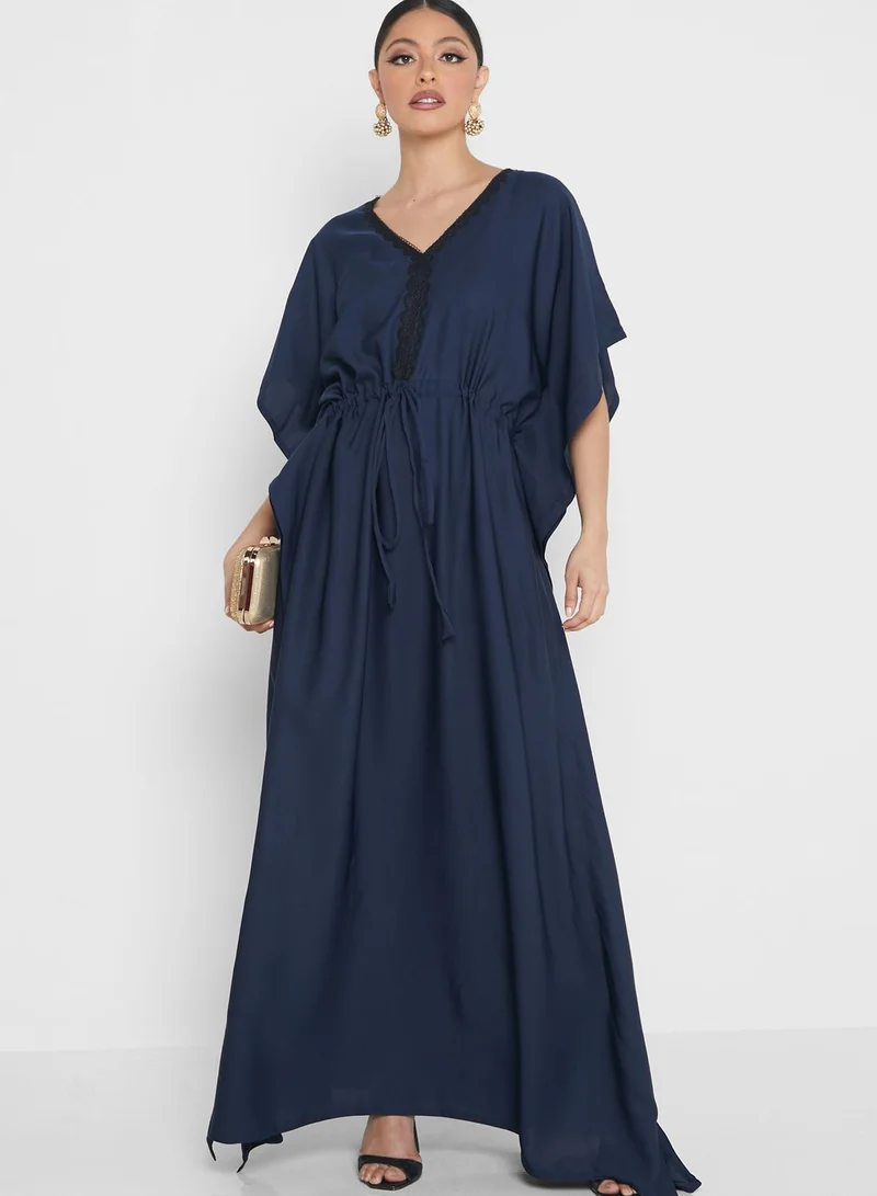 NUKHBAA Drawstring Detail Abaya