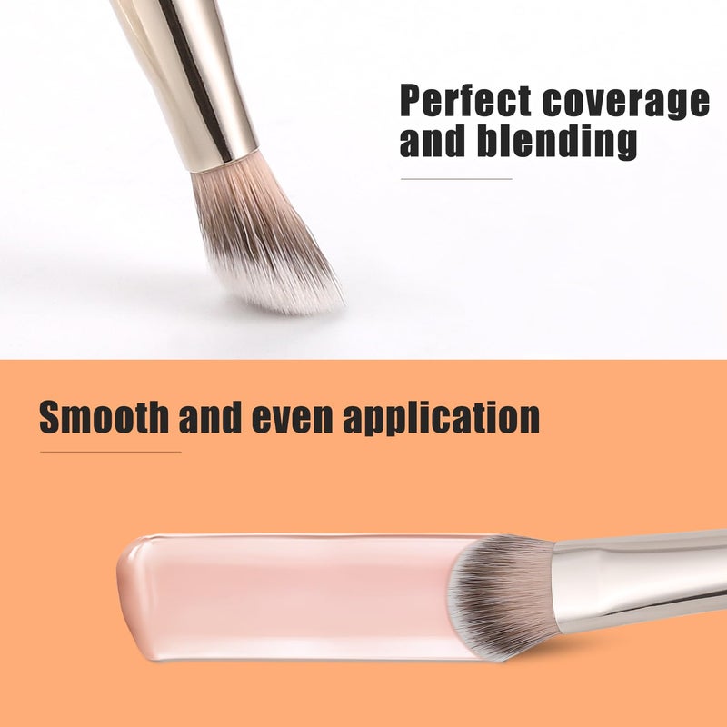 TEOYALL Under-Eye Concealer Brush, Small Flat Angled Synthetic Bristles Flawless Coverage Multitask Brush with Liquid Cream Powder - Image 4