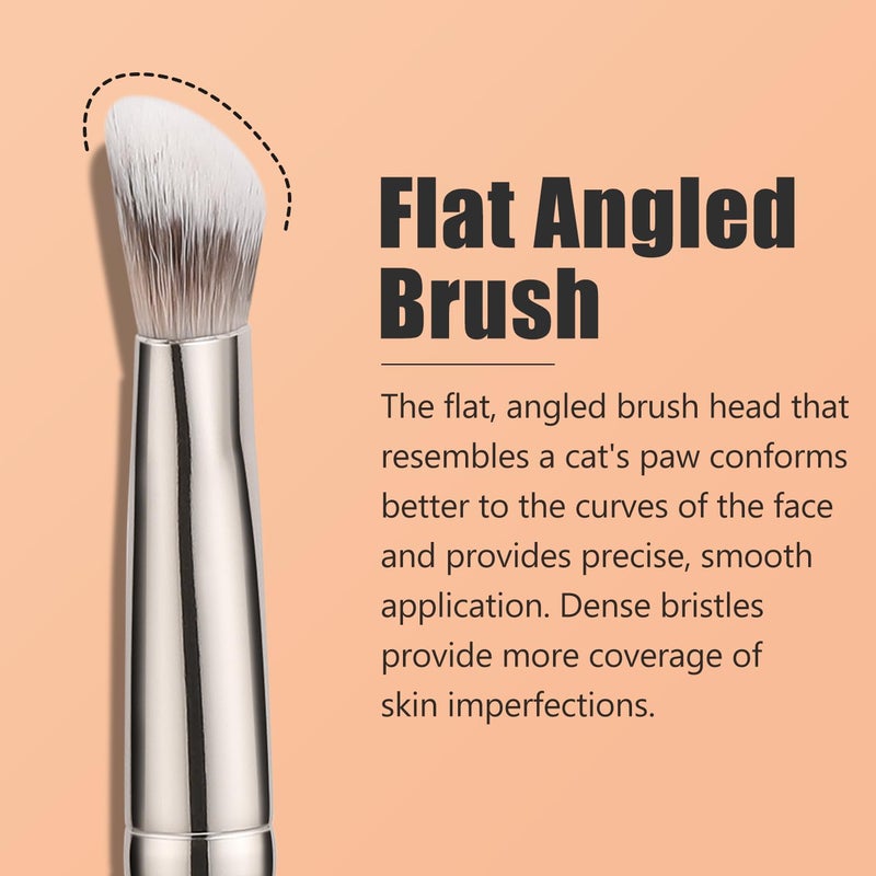 TEOYALL Under-Eye Concealer Brush, Small Flat Angled Synthetic Bristles Flawless Coverage Multitask Brush with Liquid Cream Powder - Image 2