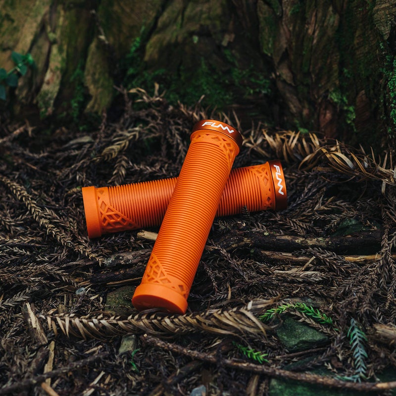 Funn Hilt Mountain Bike Handlebar Grips with Single Lock On Clamp, Lightweight and Ergonomic Bicycle Handlebar Grips with 22 mm Inner Diameter, Unique Patterned Bicycle Grips for MTB/BMX (Orange) - Image 2