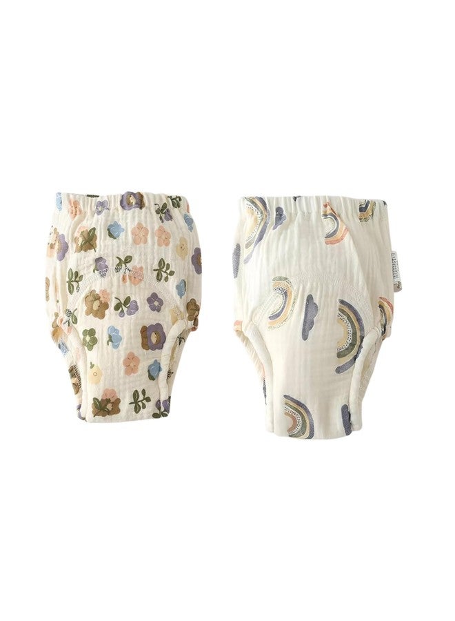 ASJAR Muslin Baby Cotton Cloth Diaper | Washable & Skin-Friendly Diaper for Daily Use Reusable | Pack of 2 | Size : M | Multicolor - Image 1